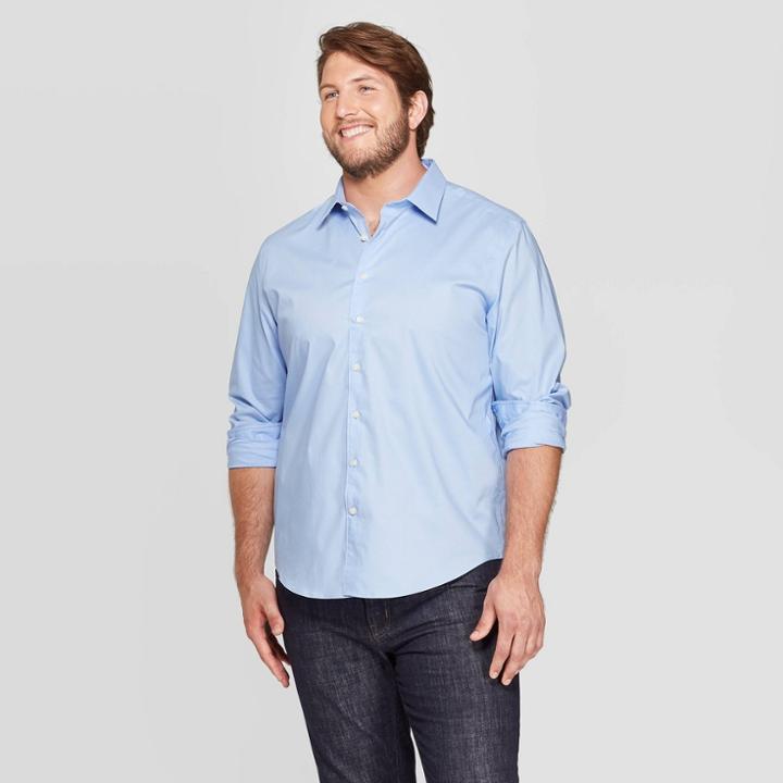 Men's Big & Tall Standard Fit Long Sleeve Dress Button-down Shirt - Goodfellow & Co White