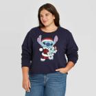 Disney Women's Santa Stitch Plus Size Ugly Holiday Graphic Sweatshirt - Navy
