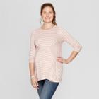 Maternity Cozy Striped Long Sleeve Smocked T-shirt - Isabel Maternity By Ingrid & Isabel Mauve/white M, Infant Girl's, Purple