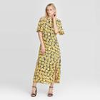 Women's Floral Print Short Sleeve Boat Neck Maxi Dress - Who What Wear Black