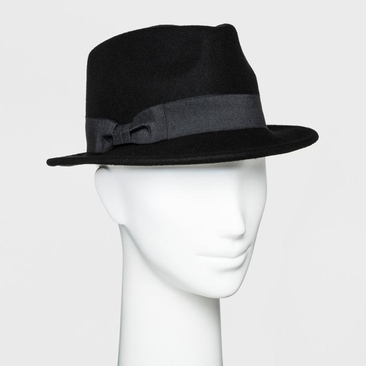 Women's Porkpie With Bow Fedora - A New Day Black
