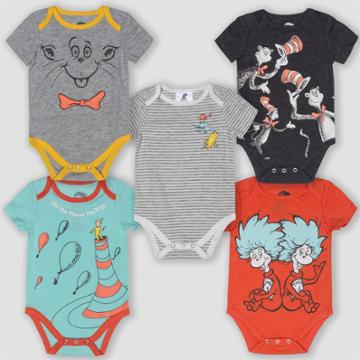 Baby Dr. Seuss 5pk Short Sleeve Bodysuits
