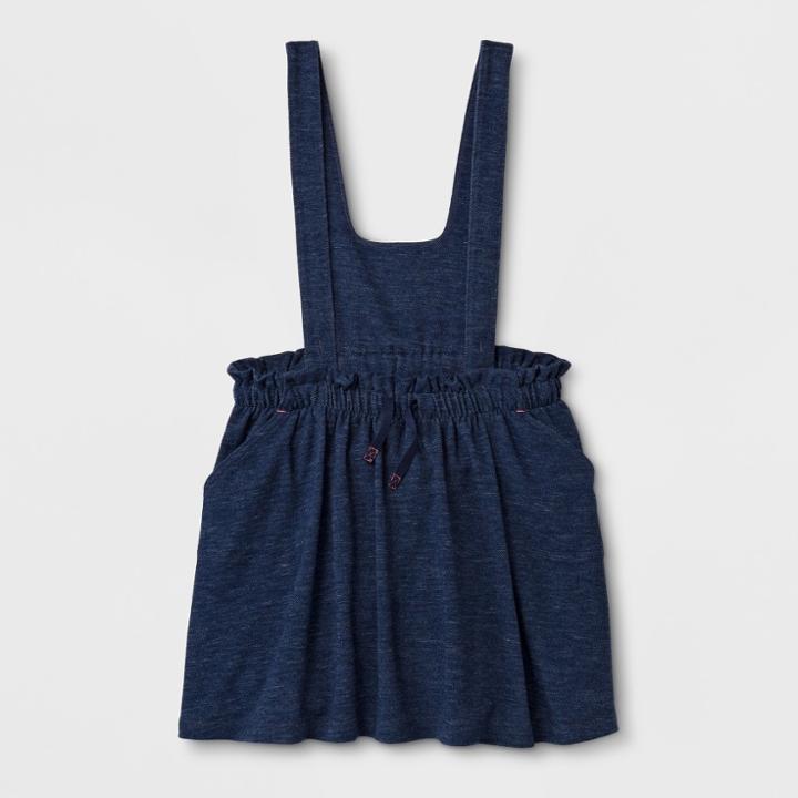Girls' Faux Denim Full Skirt With Suspenders - Cat & Jack Navy