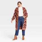 Women's Plus Size Cozy Duster - Ava & Viv Brown Houndstooth X
