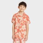 Boys' Vintage Floral Button-down Short Sleeve Resort Shirt - Cat & Jack Orange