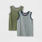 Toddler Boys' 2pk Jersey Knit Tank Top - Cat & Jack Green/gray