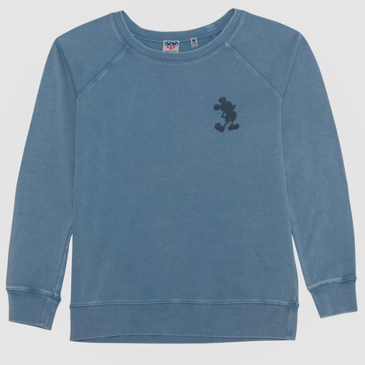 Junk Food Women's Plus Size Mickey Mouse French Terry Pullover Sweatshirt - Blue