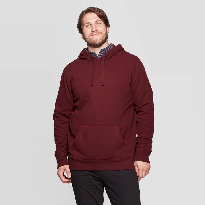 Men's Tall Regular Fit Ultra-soft Fleece Hooded Pullover Sweatshirt - Goodfellow & Co Pomegranate Mystery Lt, Red