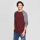 Men's Standard Fit Long Sleeve Baseball T-shirt - Goodfellow & Co Pomegranate Mystery Xl, Men's, Red