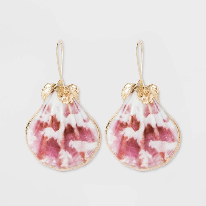 Shell Drop Earrings - A New Day , Women's, Gold White