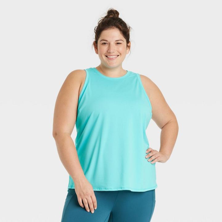 Women's Plus Size Essential Racerback Tank Top - All In Motion Neon Blue