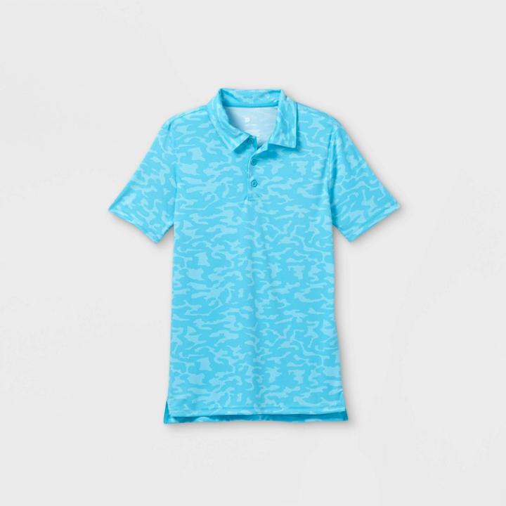 Boys' Printed Golf Polo Shirt - All In Motion Aqua