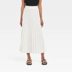 Women's High-rise Midi Slip Pleated A-line Skirt - A New Day Cream