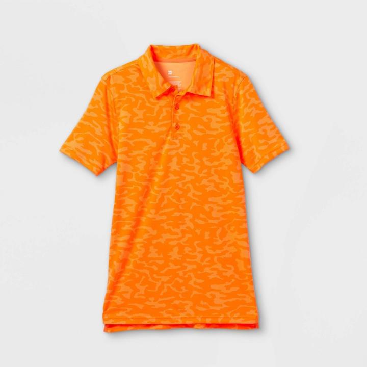 Boys' Printed Golf Polo Shirt - All In Motion Orange
