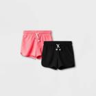 Girls' 2pk Knit Pull-on Shorts - Cat & Jack Bright Pink/black