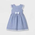 Mia & Mimi Toddler Girls' Striped Short Sleeve Dress With Bow - Blue