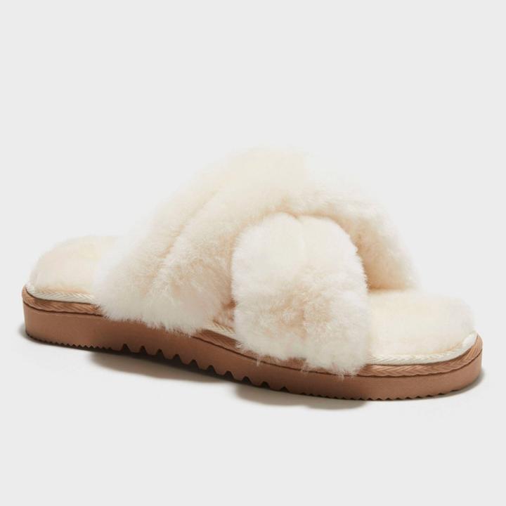 Women's Dluxe By Dearfoams Danica Slide Slippers - Cream