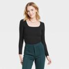 Women's Slim Fit Bodysuit - A New Day Black
