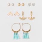 Target Girls' 3ct Earrings With Tassel Hoops - Gold