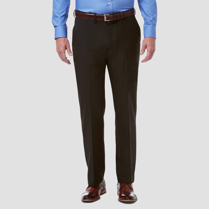Haggar Men's Big & Tall Premium Comfort Classic Fit Flat Front Dress Pants - Dark Chocolate 44x29, Men's, Dark Brown