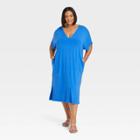 Women's Plus Size Dolman Short Sleeve Dress - Ava & Viv Dark Blue X