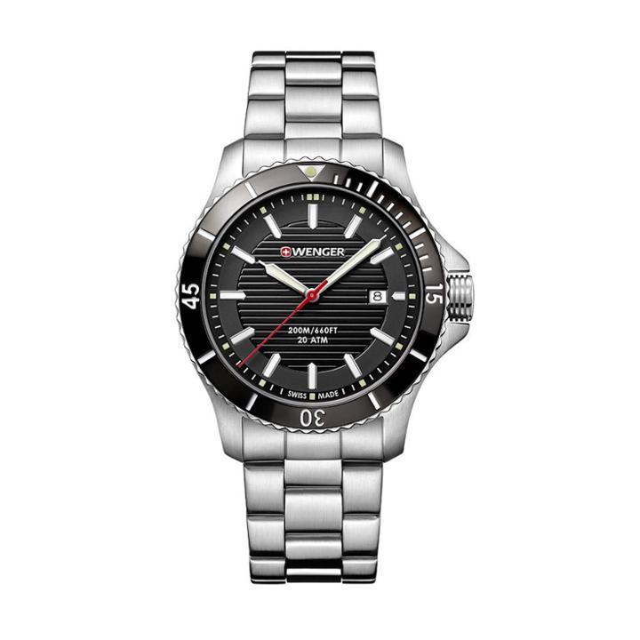 Men's Wenger Seaforce Diver - Swiss Made - Black Dial Stainless Steel Bracelet -