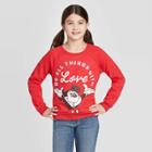 Disney Girls' All Things With Love Crew Sweatshirt - Red