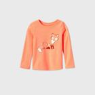 Toddler Girls' Long Sleeve Fox T-shirt - Cat & Jack Neon Peach