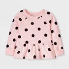 Grayson Mini Toddler Girls' Dot Fleece Peplum Pullover Sweatshirt - Pink