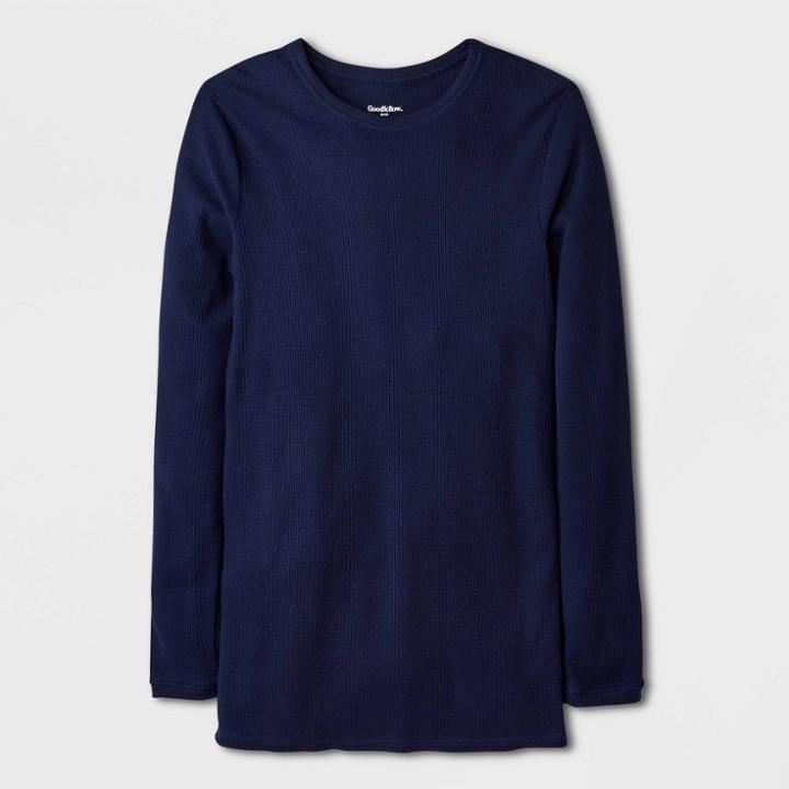 Men's Tall Relaxed Fit Long Sleeve Thermal Underwear Shirt - Goodfellow & Co Navy Blue
