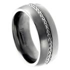 Daxx Men's Titanium Grooved With Braided Sterling Silver Inlay Band