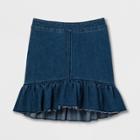 Girls' Ruffle Stretch Denim Skirt - Cat & Jack Medium Blue