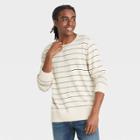 Men's Striped Standard Fit Crew Neck Light Weight Pullover Sweater - Goodfellow & Co Navy/cream