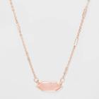 Boxed Hexagon With Rose Quartz Semi-precious Stone Bar Necklace - A New Day Pink, Women's