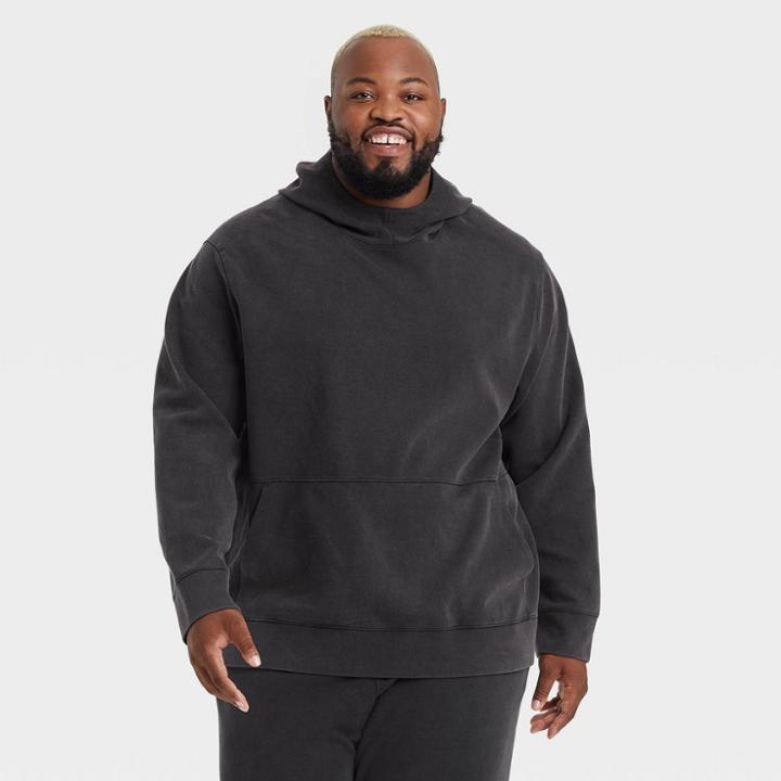 Men's Big & Tall Washed Fleece Hoodie - All In Motion Black