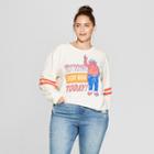 Women's Smokey The Bear Plus Size Long Sleeve Cropped T-shirt (juniors') Cream