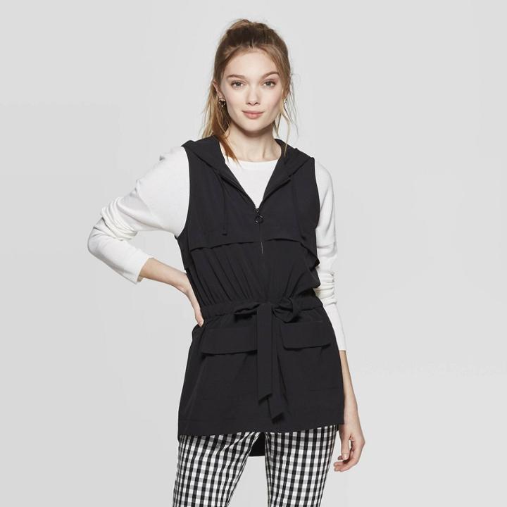 Women's Sleeveless Military Vest - A New Day Black
