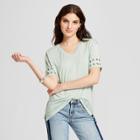 Women's Short Sleeve Grommet Cuff Top - Alison Andrews Green