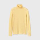 Women's Long Sleeve Turtleneck Cozy T-shirt - A New Day Light Yellow