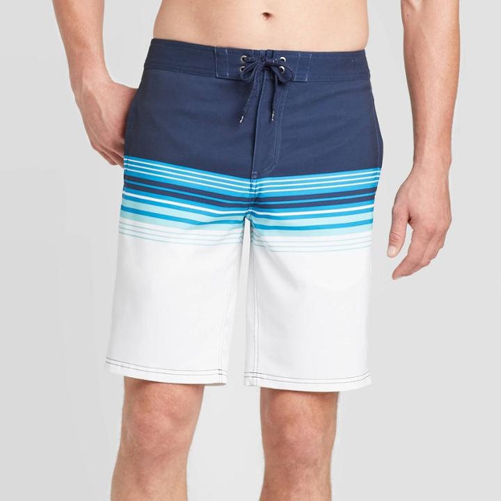 Men's 10 Frequency Striped Board Shorts - Goodfellow & Co Blue