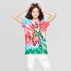 Women's Keith Haring Short Sleeve Heart Graphic T-shirt - Mighty Fine (juniors') - Tye Dye S,
