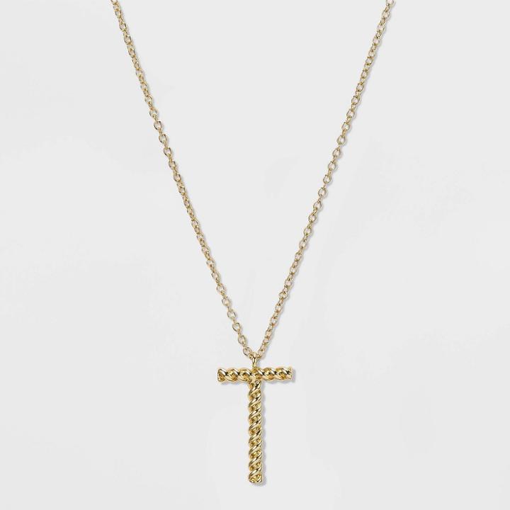 Sugarfix By Baublebar Initial T Pendant Necklace - Gold