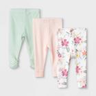 Baby Girls' 3pk Meadow Pull-on Pants - Cloud Island White Newborn