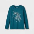 Girls' 'majestic Unicorn' Long Sleeve Graphic T-shirt - Cat & Jack Teal