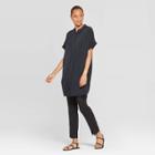 Target Women's Short Sleeve Collared Front Button-down Tunic Dress - Prologue Black