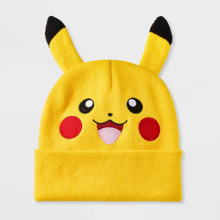 Boys' Pokemon Pikachu Cuffed Beanie - Yellow