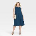 Women's Plus Size Sleeveless Casual Dress - Ava & Viv Navy