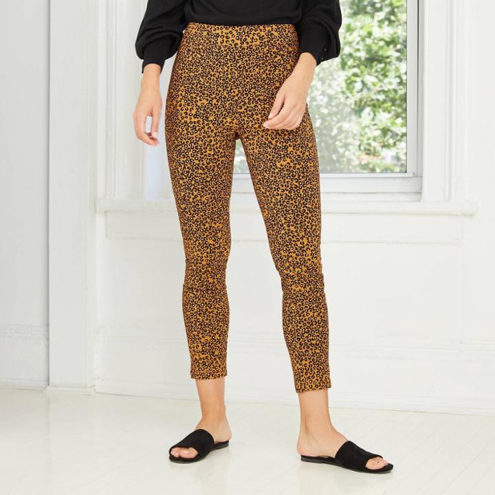 Women's Leopard Print High-rise Cropped Pants - Who What Wear Brown