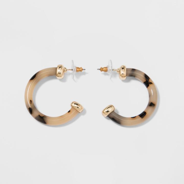 Sugarfix By Baublebar Minimal Lucite Hoop Earrings - Tortoise, Girl's