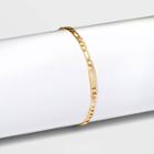 Gold Plated Initial 't' Bar Figaro Chain Bracelet - A New Day Gold